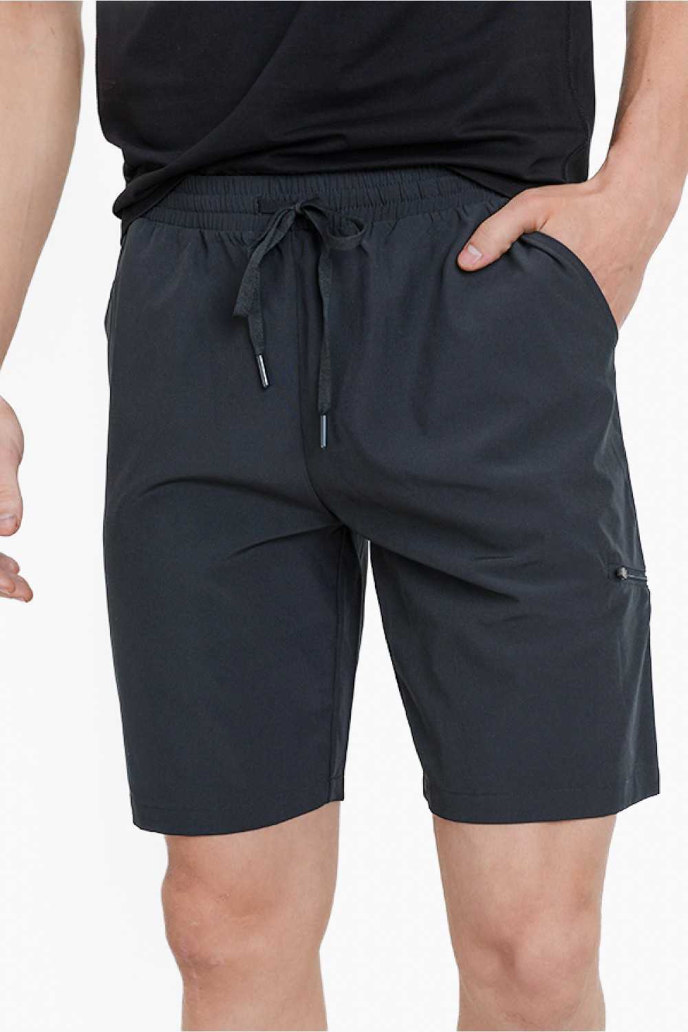 Active Drawstring Shorts with Zippered Pouch