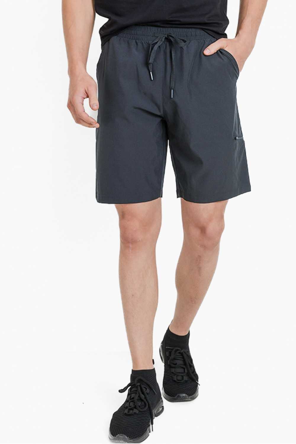 Active Drawstring Shorts with Zippered Pouch