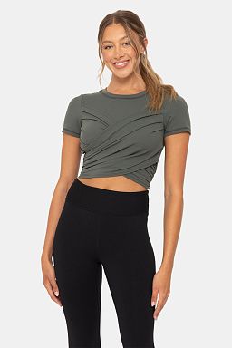 Active Ruched Top with Bow Detail Urban grey