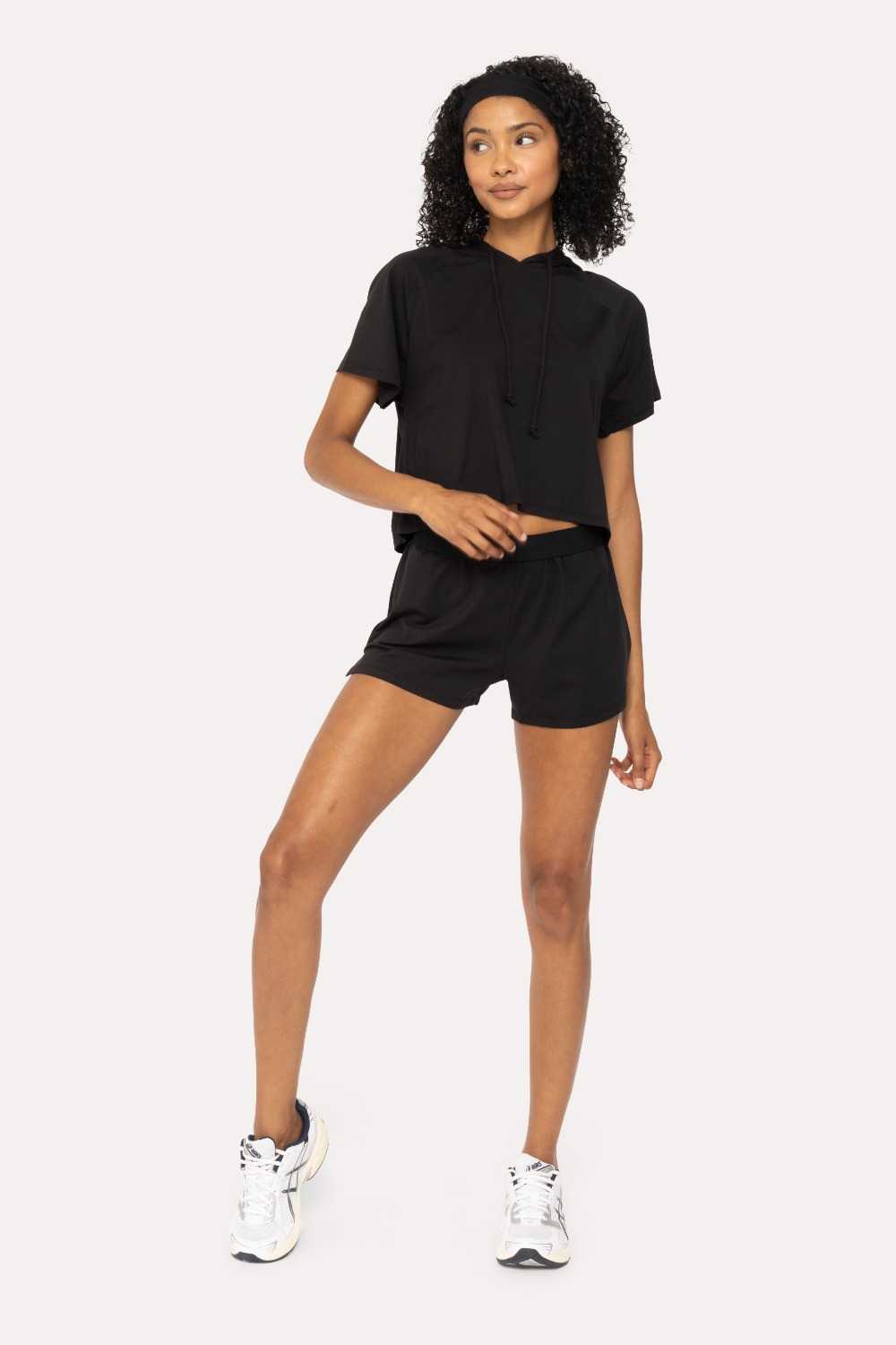 Air Essentials Foldover Waist Mini Lounge Shorts Black
