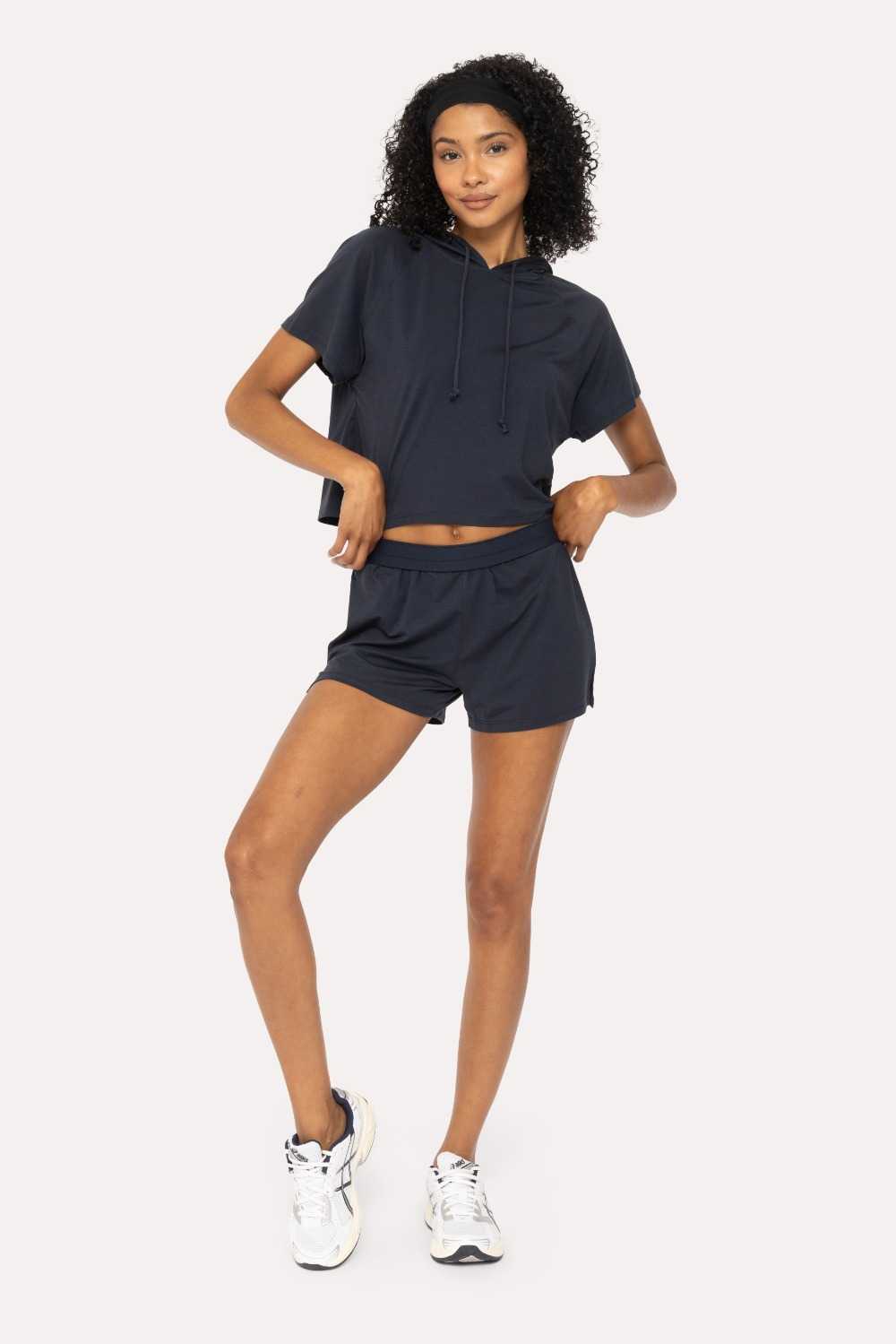 Air Essentials Foldover Waist Mini Lounge Shorts Navy