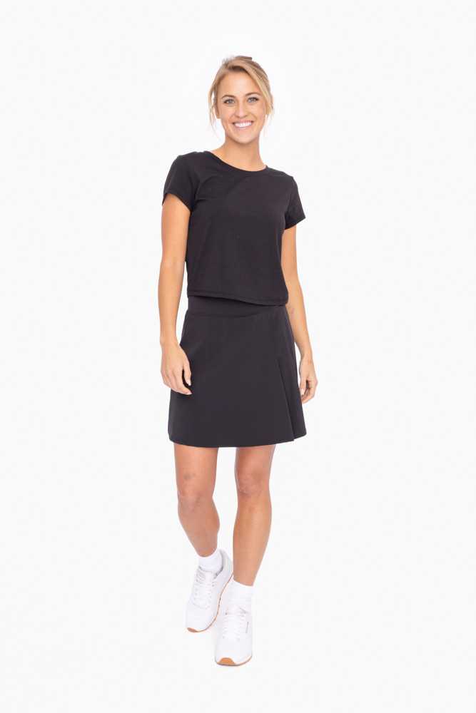 Back Pleated Tennis Skirt Black