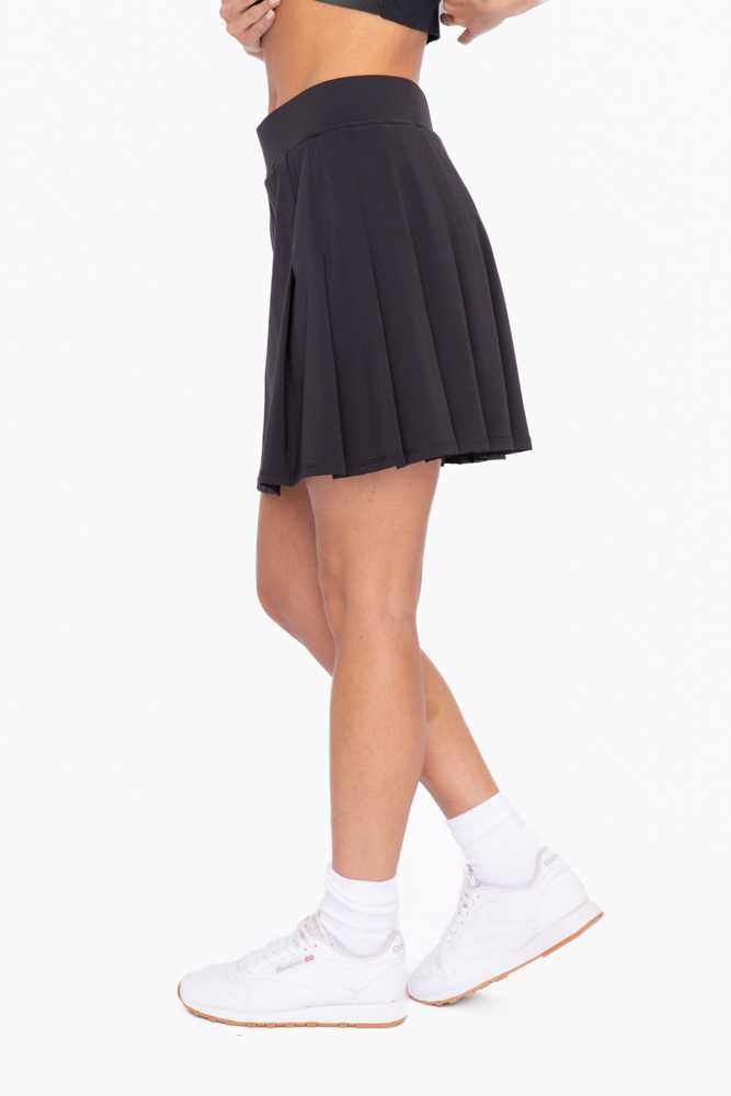 Back Pleated Tennis Skirt Black