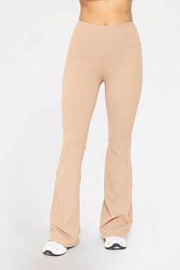 BRONZE Lycra-Blend High-Waisted Flare Leggings Toast