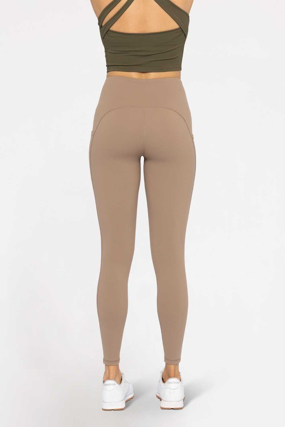 BRONZE Newport No Front Seam Lycra-Blend Swoop Leggings Pinecone