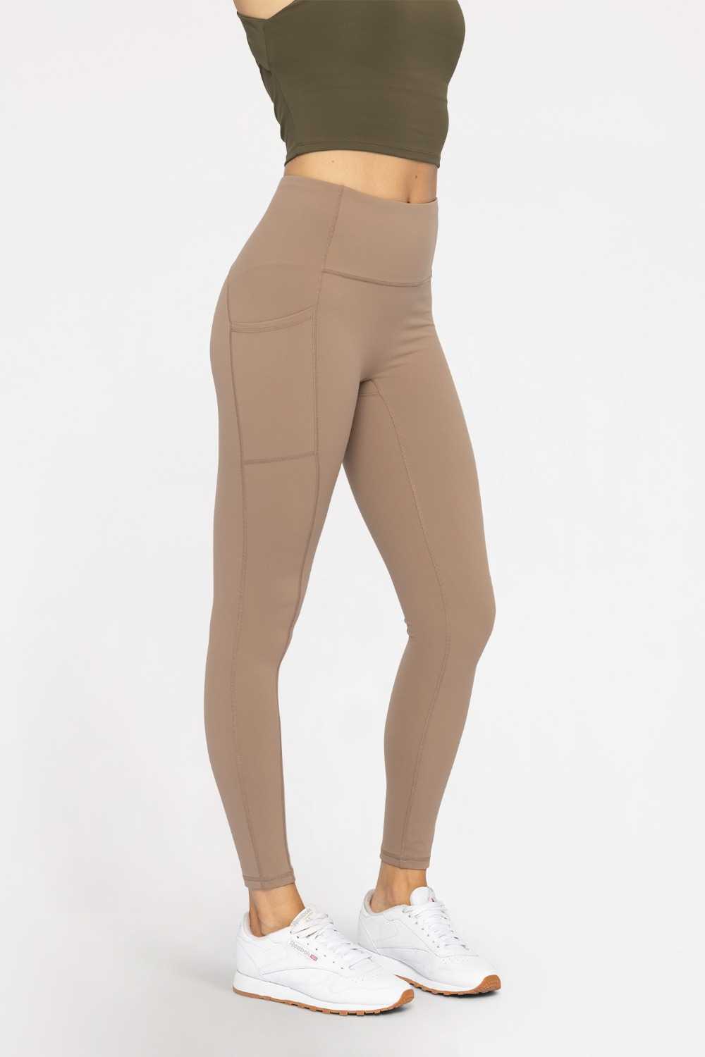 BRONZE Newport No Front Seam Lycra-Blend Swoop Leggings Pinecone
