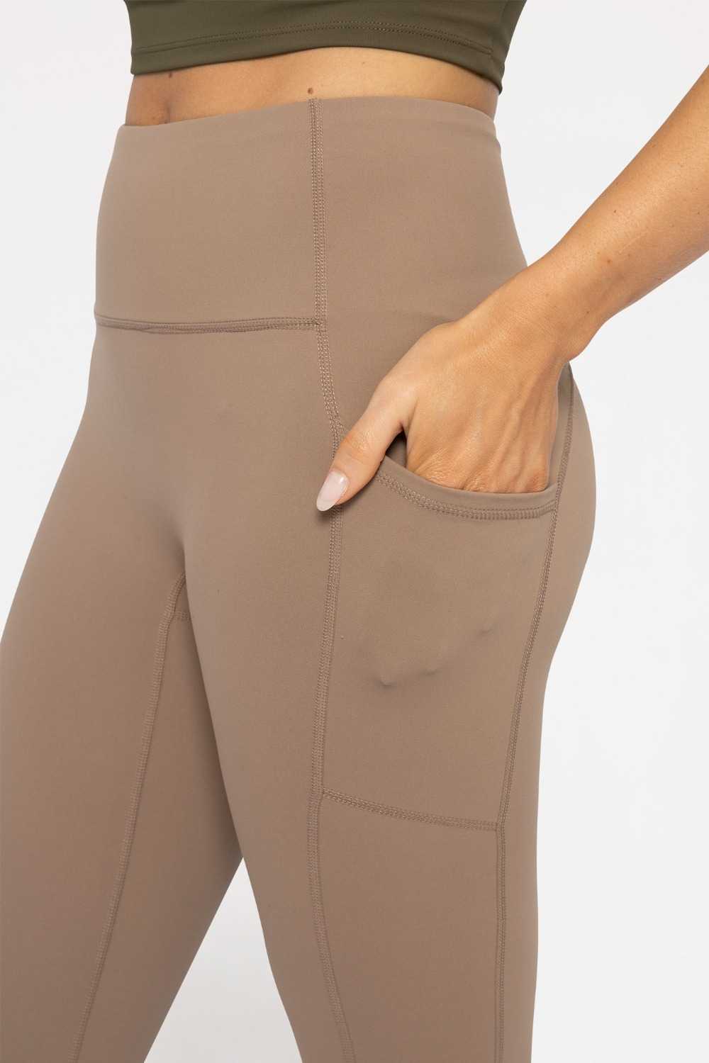 BRONZE Newport No Front Seam Lycra-Blend Swoop Leggings Pinecone
