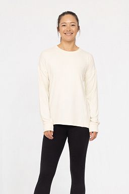 Brushed Crew Neck Long Sleeve Top Natural