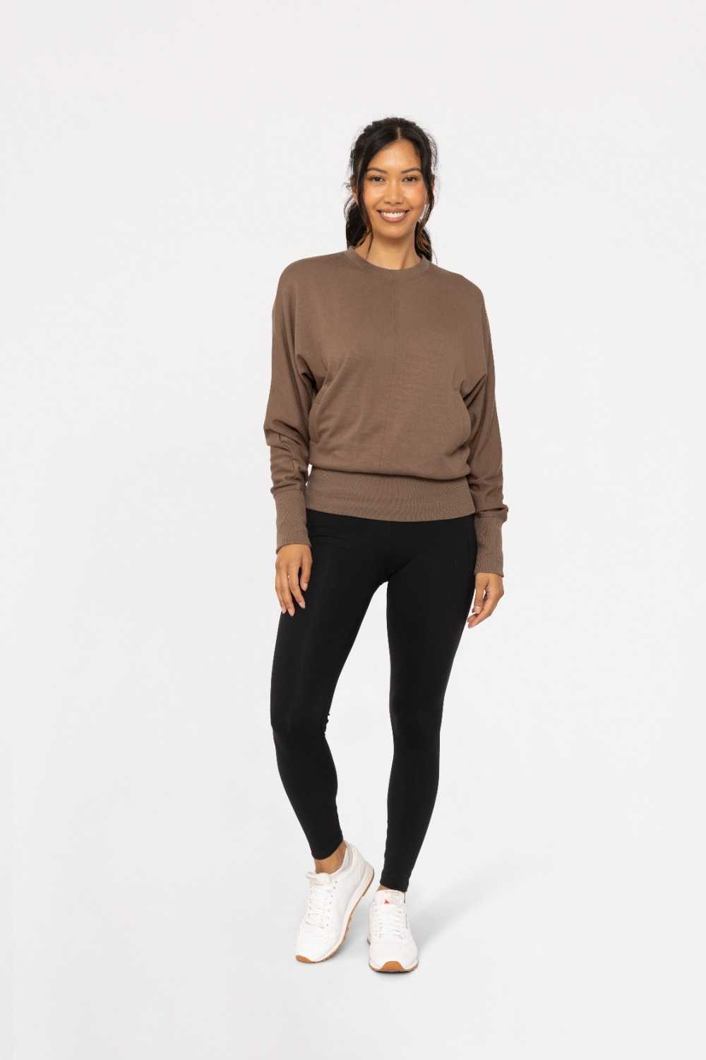 Brushed Dolman Sleeve Crew Neck Java