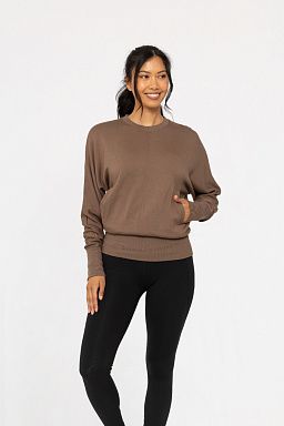 Brushed Dolman Sleeve Crew Neck Java