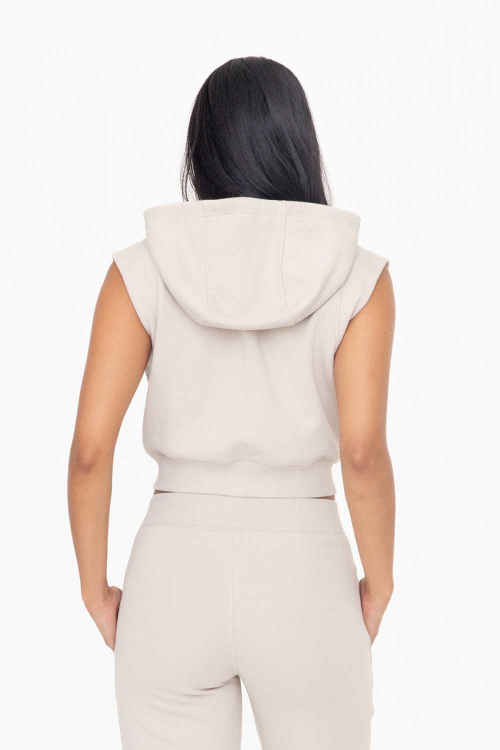 Brushed Fleece Cropped Hooded Vest