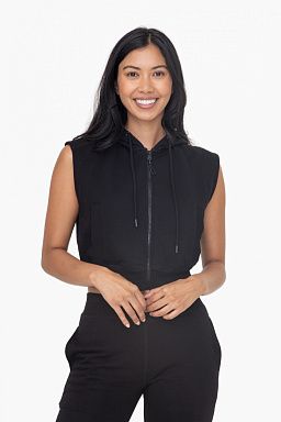 Brushed Fleece Cropped Hooded Vest