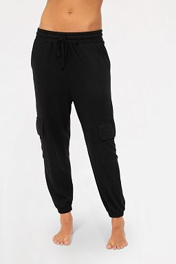 Brushed Hacci Cargo Lounge Jogger Pants Black