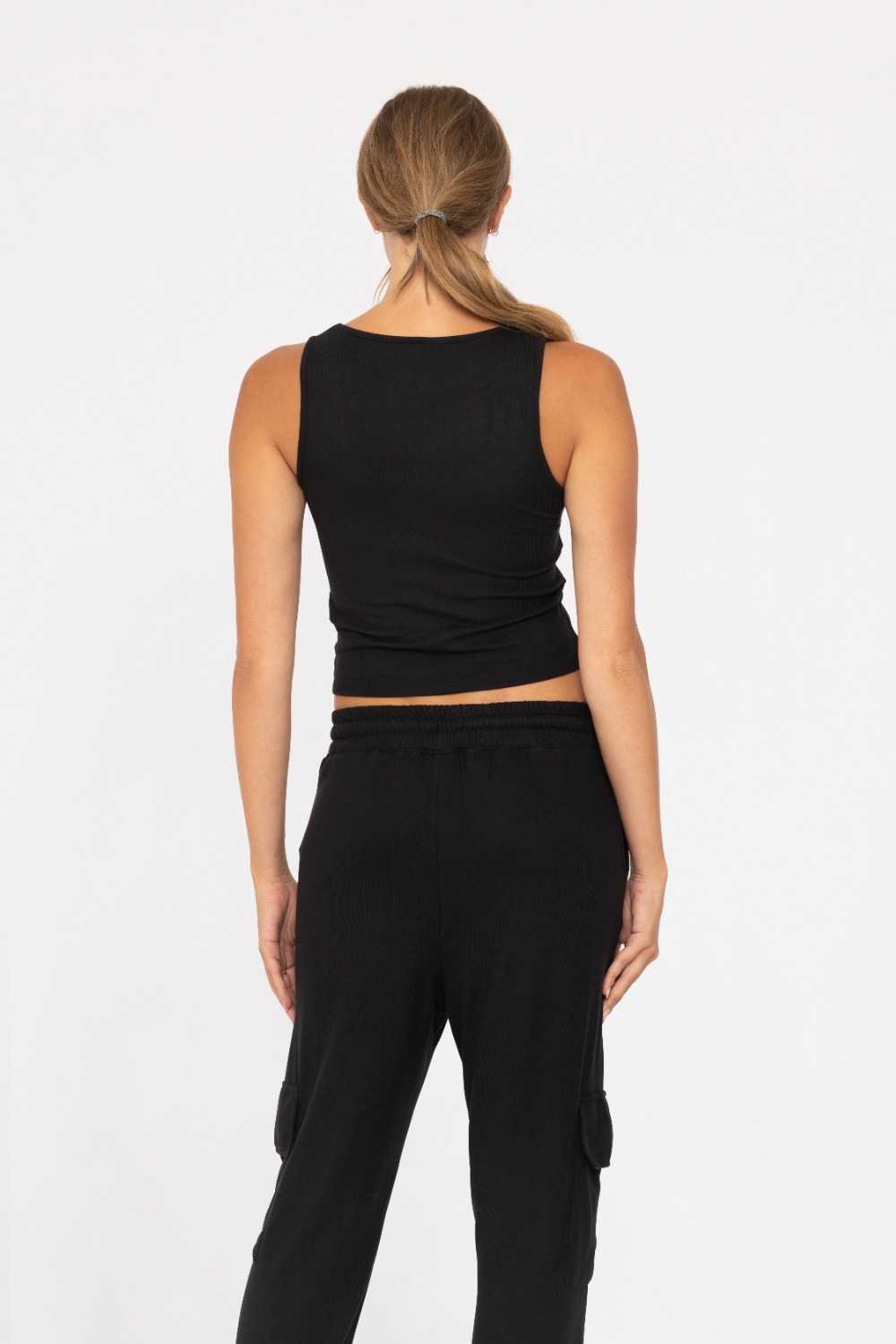 Brushed Hacci Lounge Tank Top Black