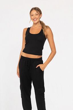 Brushed Hacci Lounge Tank Top Black