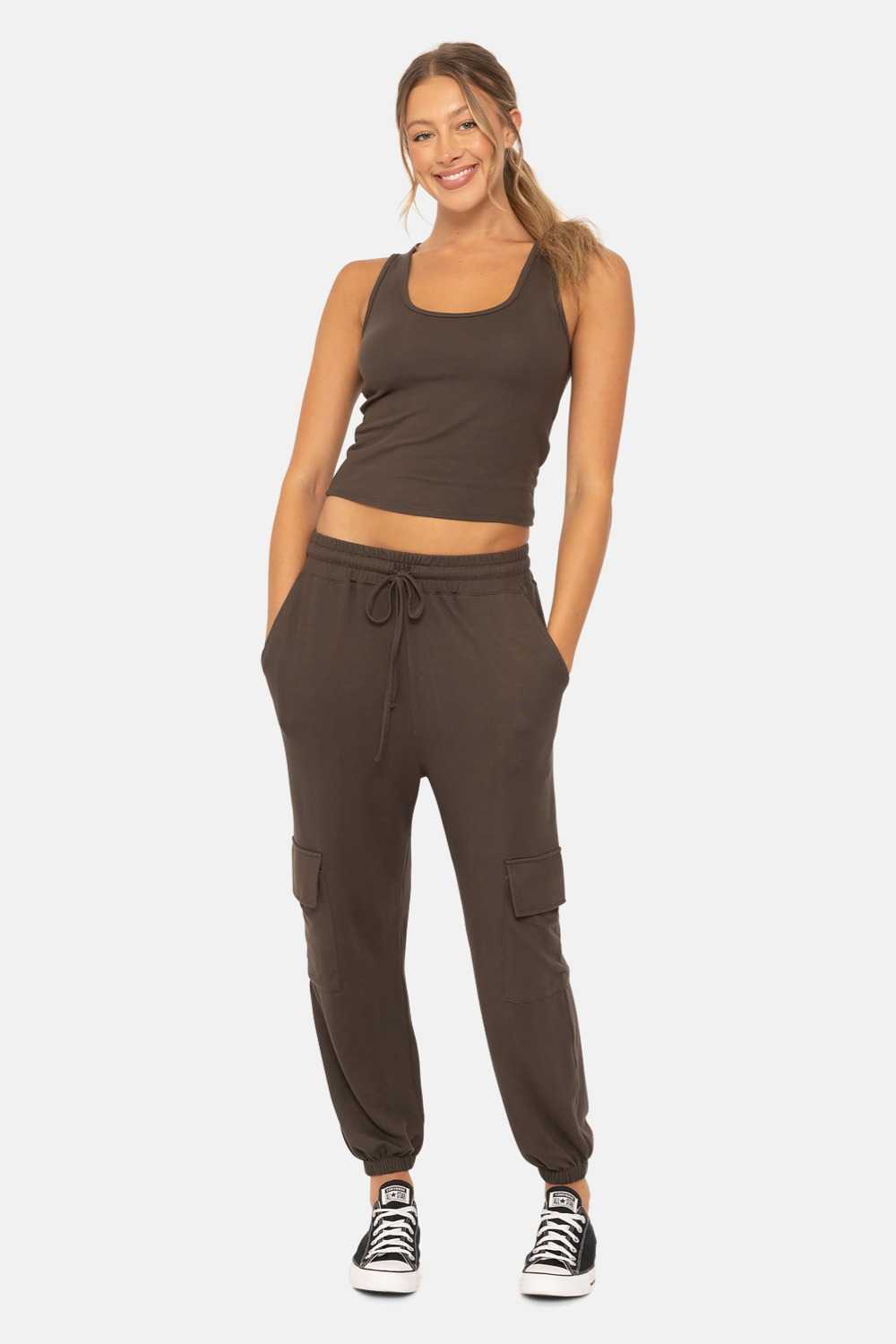Brushed Hacci Lounge Tank Top Dark olive