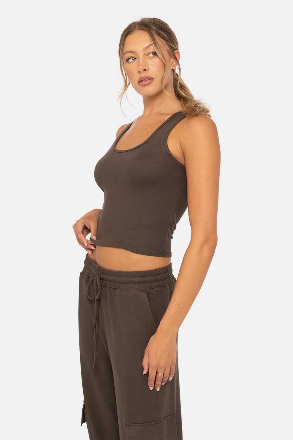 Brushed Hacci Lounge Tank Top Dark olive