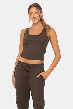 Brushed Hacci Lounge Tank Top Dark olive