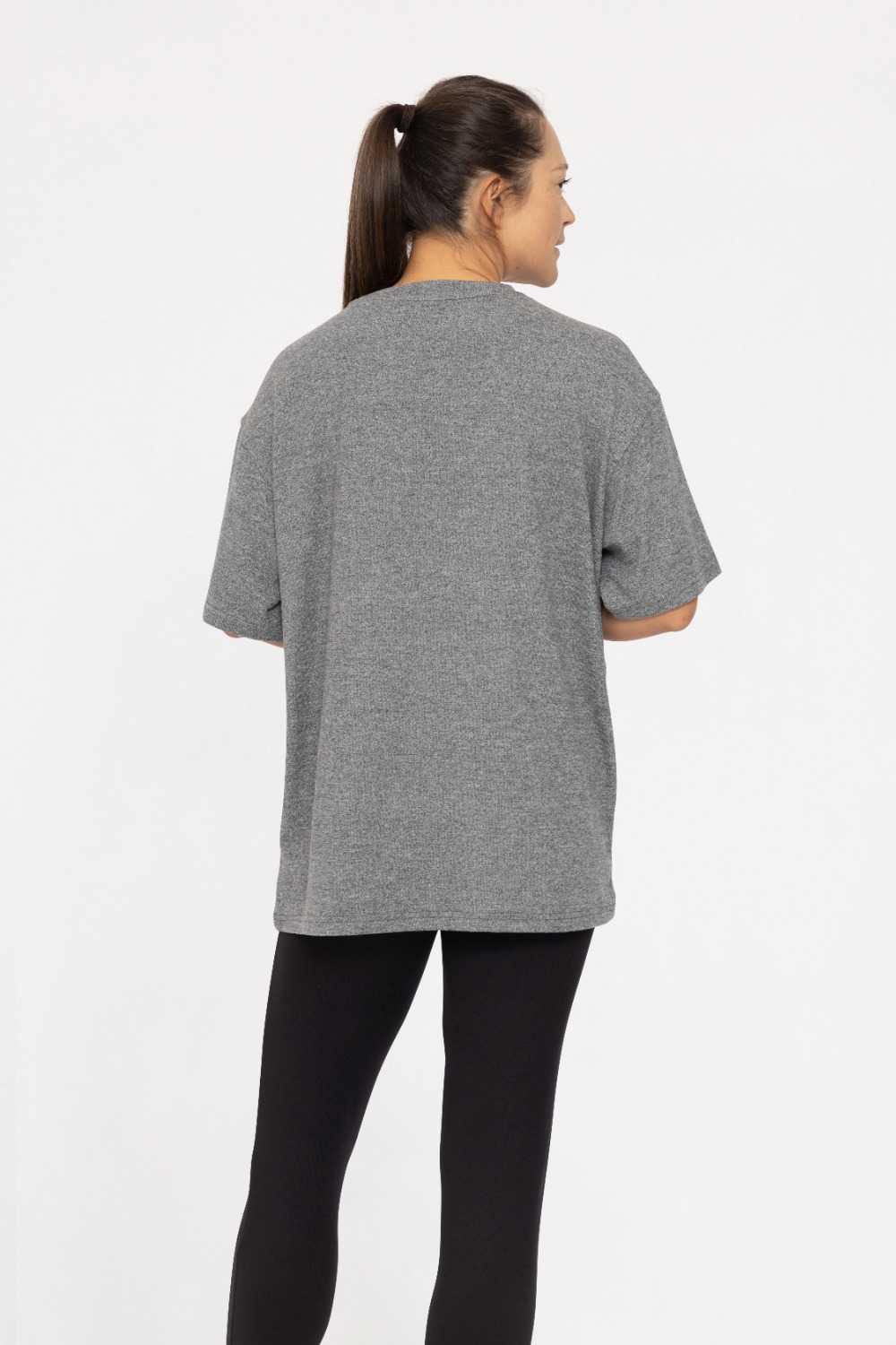 Brushed Hacci Oversized Boyfriend Tee 2 tone grey