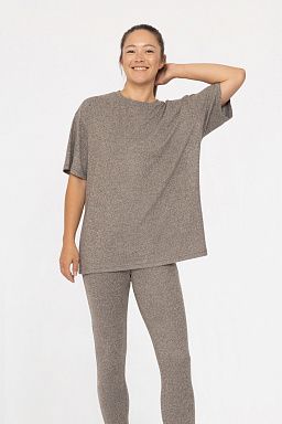 Brushed Hacci Oversized Boyfriend Tee Dark olive