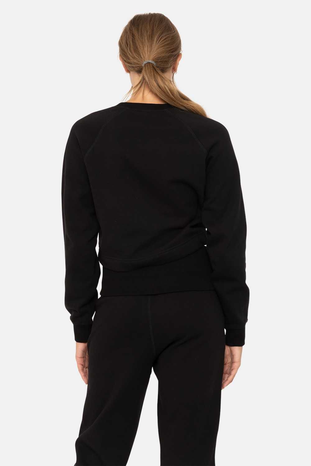 Brushed Waist Tie Crewneck Black