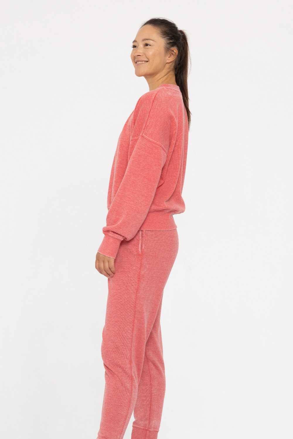 Burned Out Crewneck Sweater Cherry