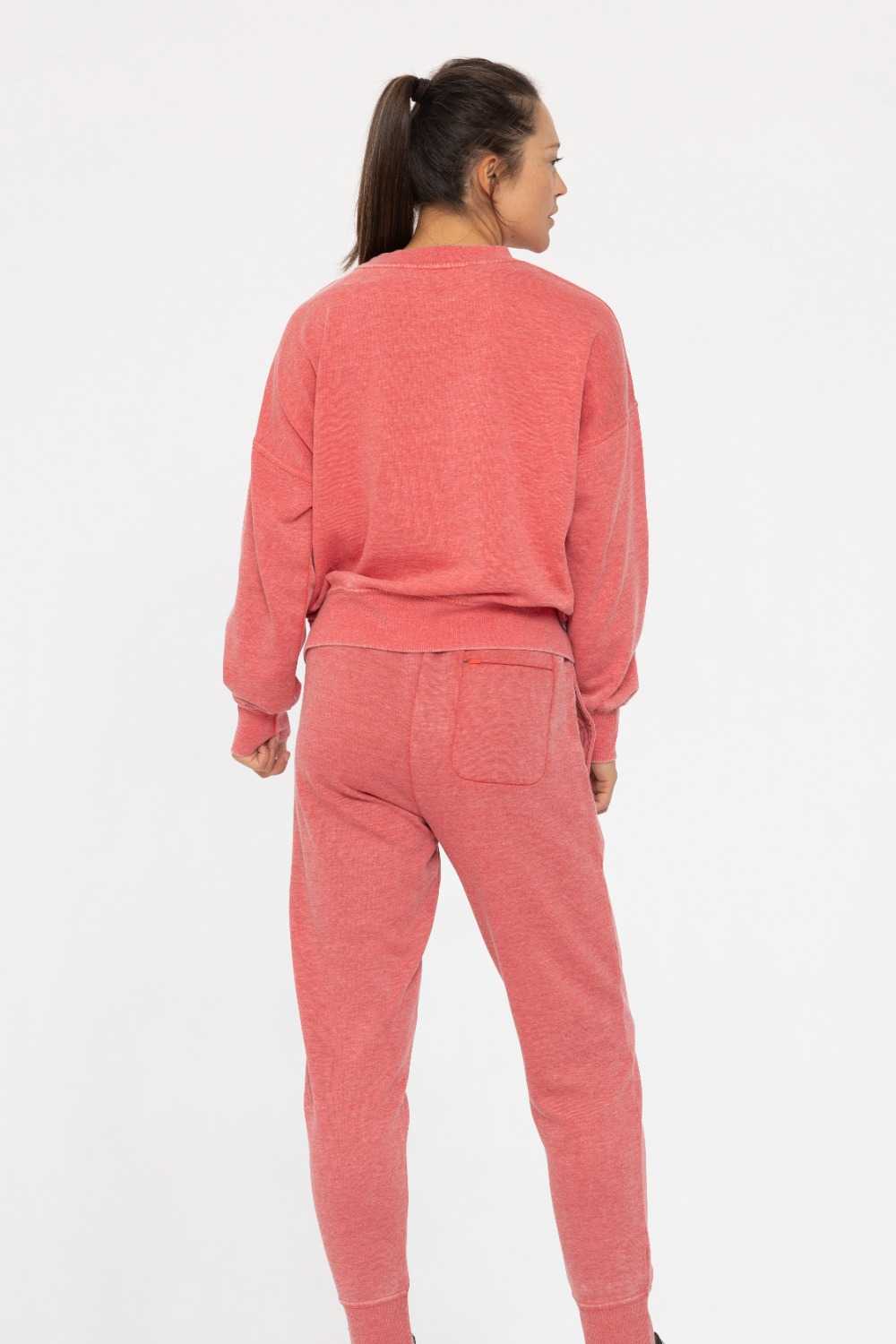 Burned Out Crewneck Sweater Cherry