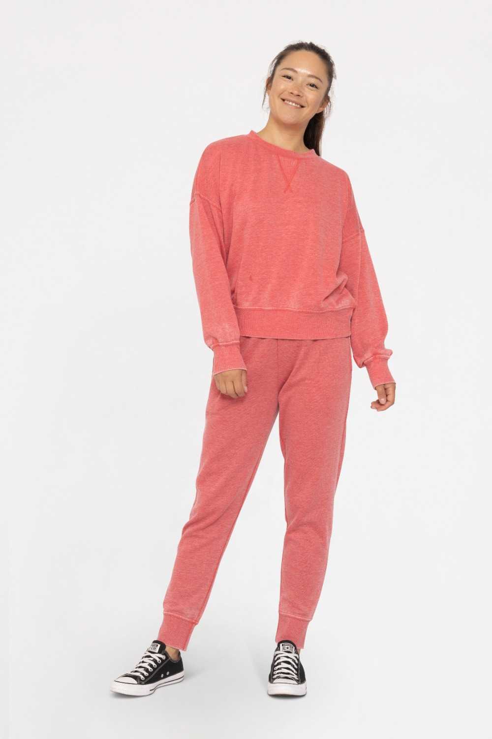 Burned Out Crewneck Sweater Cherry