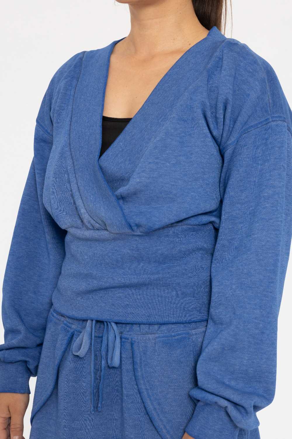 Burned Out Deep V-Neck Sweater Team blue