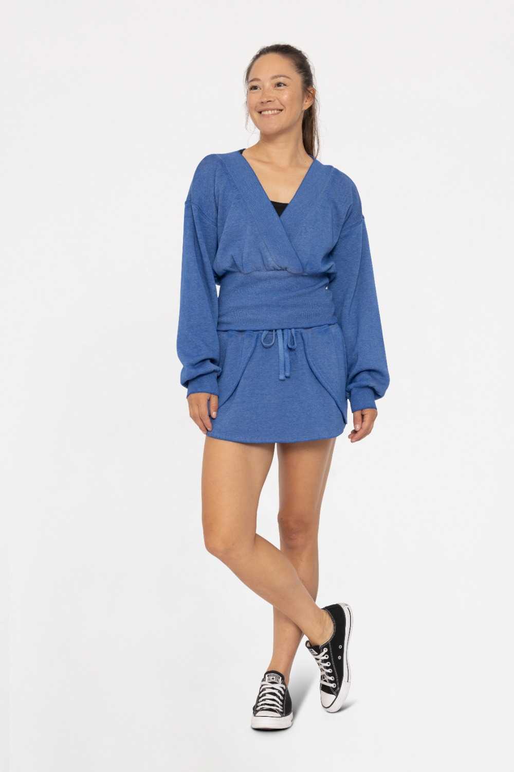Burned Out Deep V-Neck Sweater Team blue
