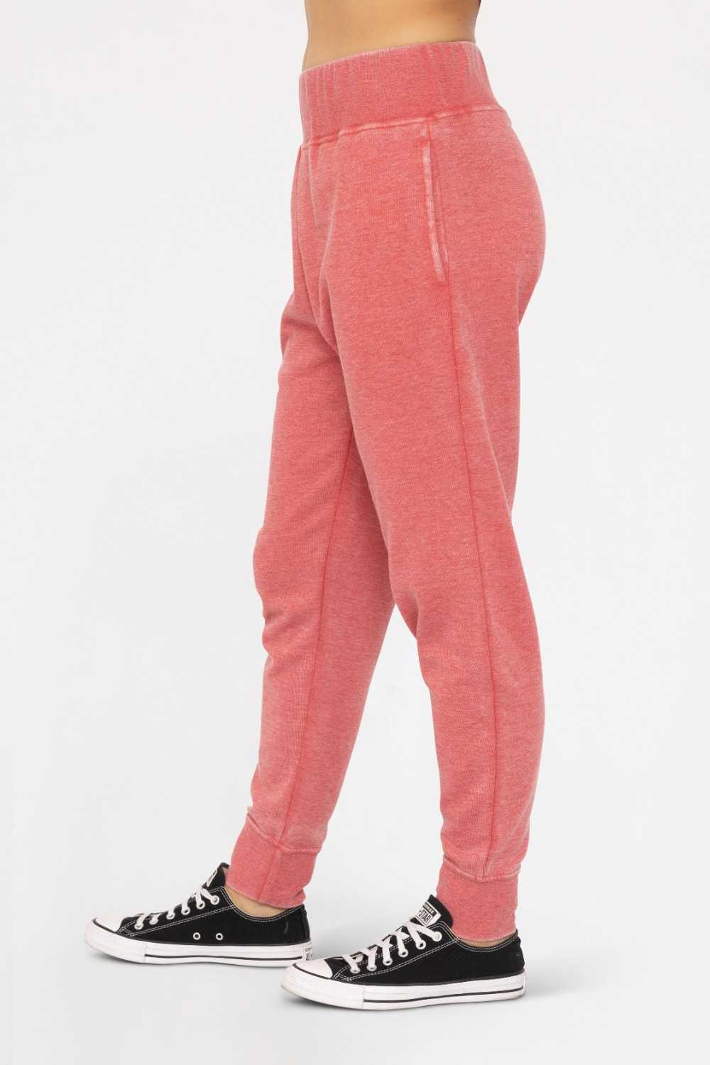 Burned Out Fleece Joggers Cherry