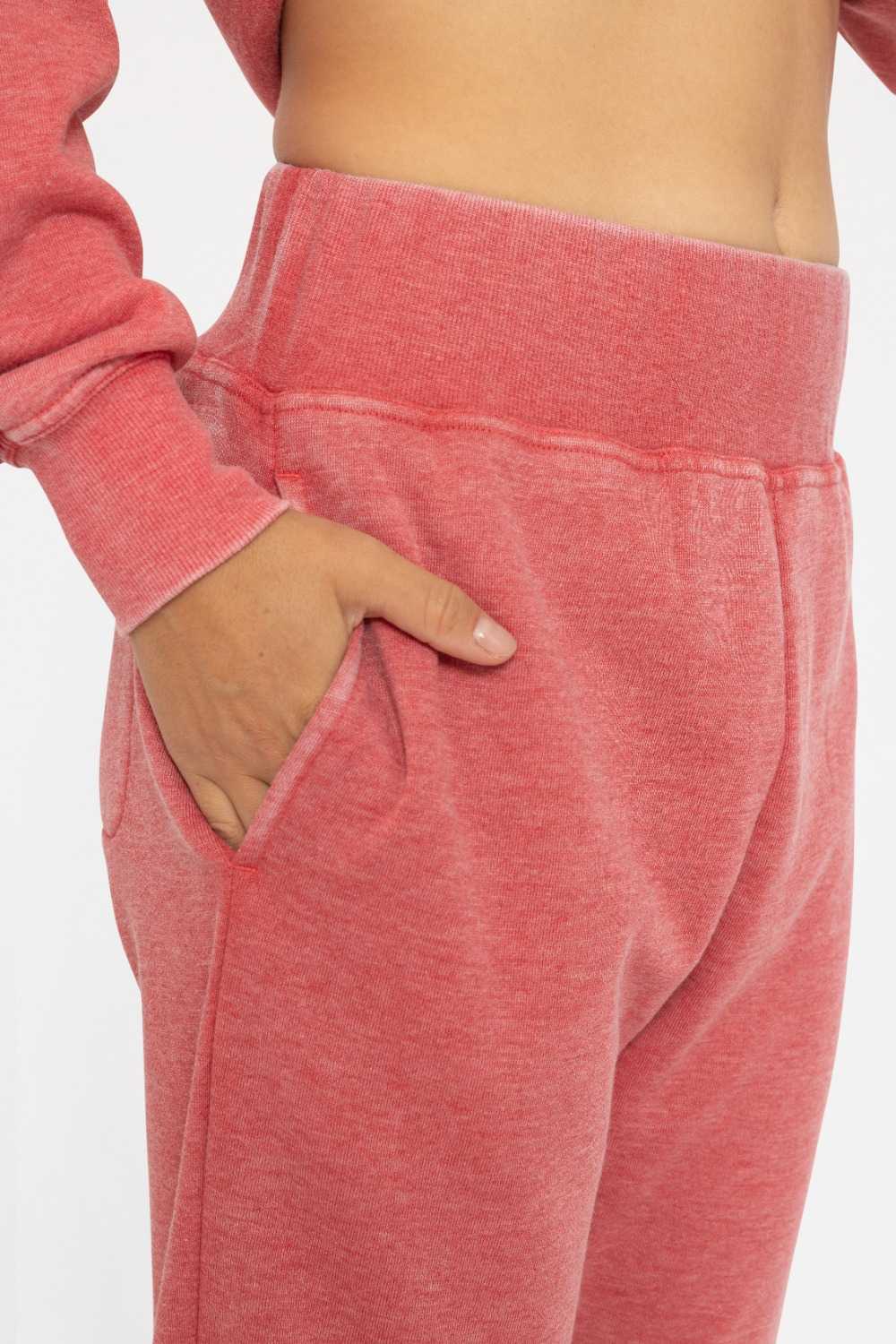 Burned Out Fleece Joggers Cherry