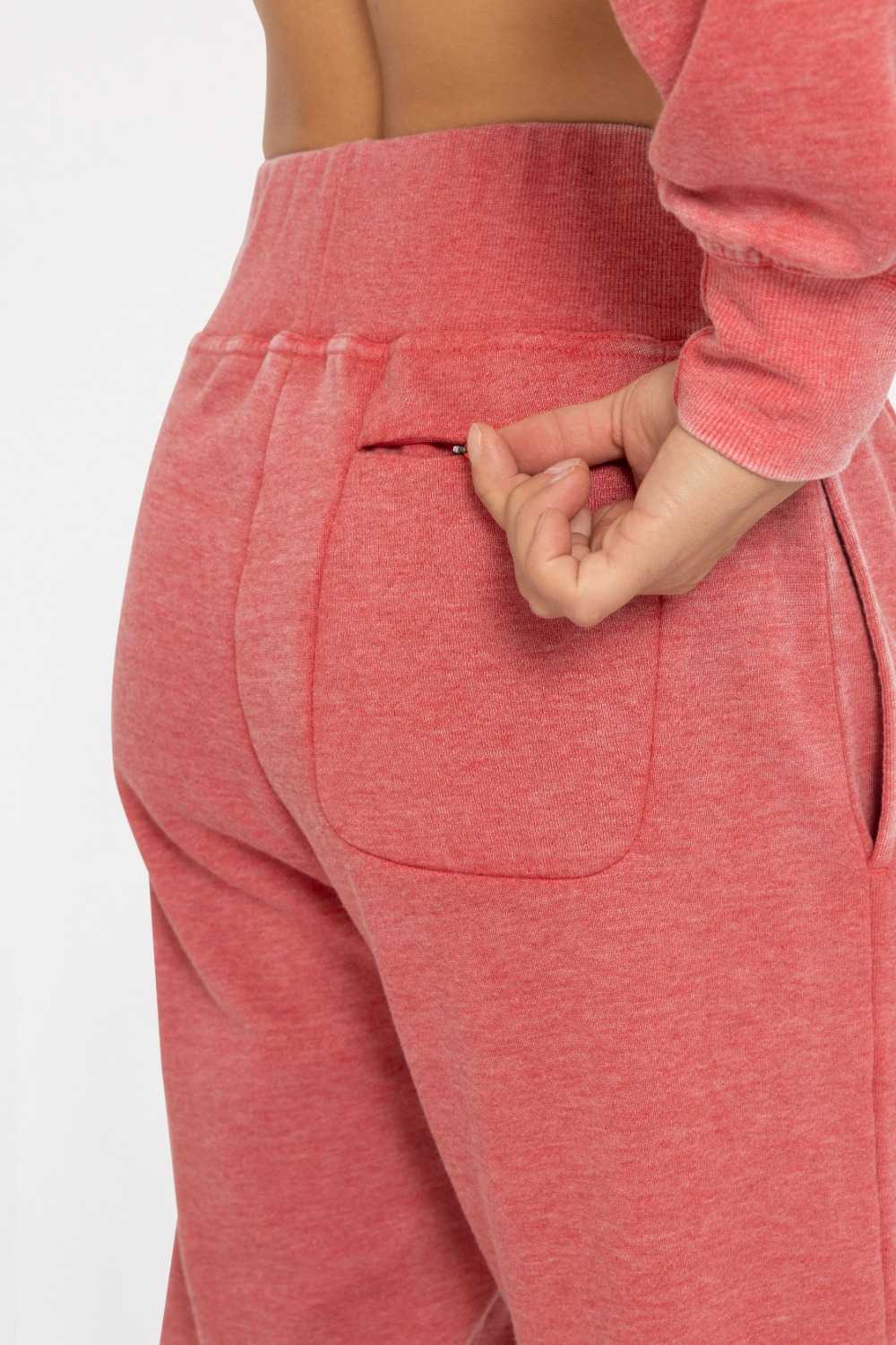 Burned Out Fleece Joggers Cherry