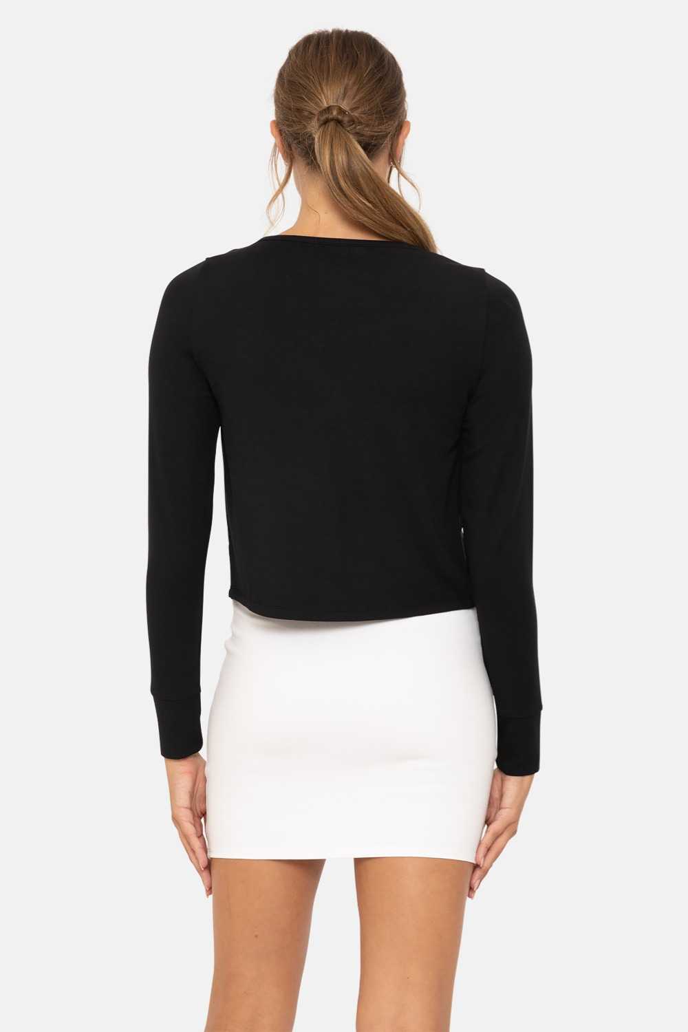 Charming Ballet Tie-Front Sweater Black