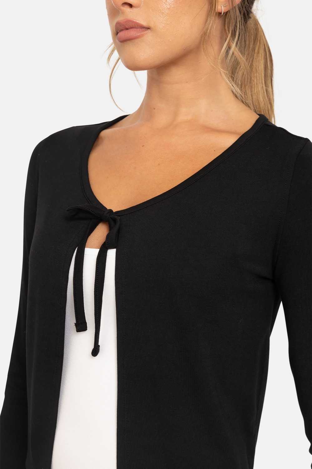 Charming Ballet Tie-Front Sweater Black