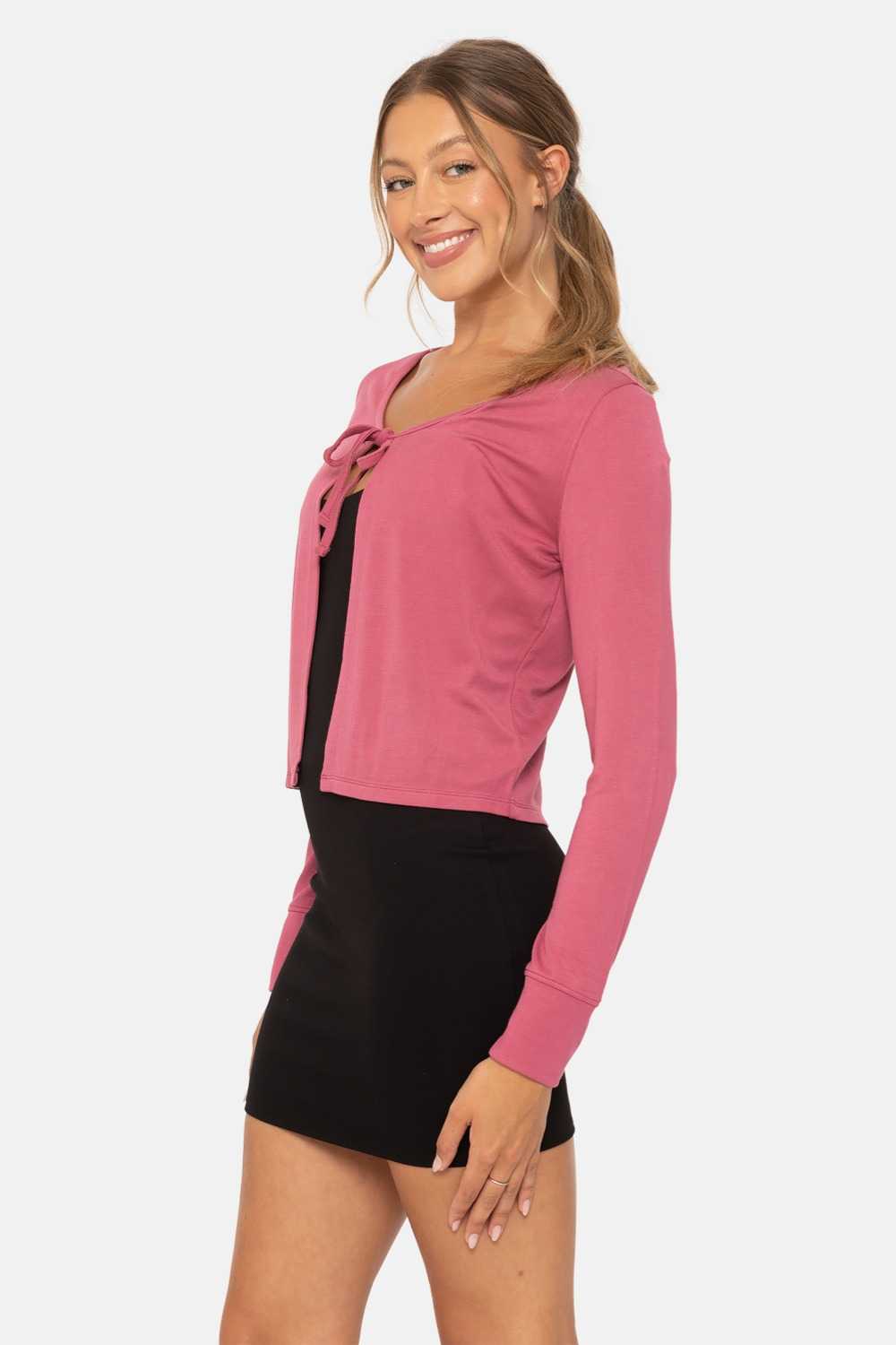 Charming Ballet Tie-Front Sweater Soft magenta