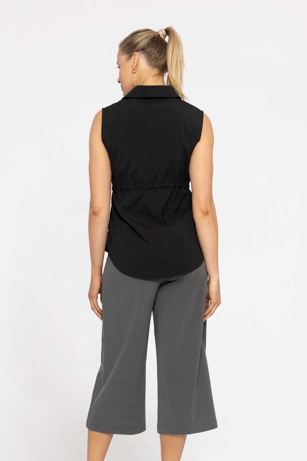 CHIC EASE COLLARED TANK Black
