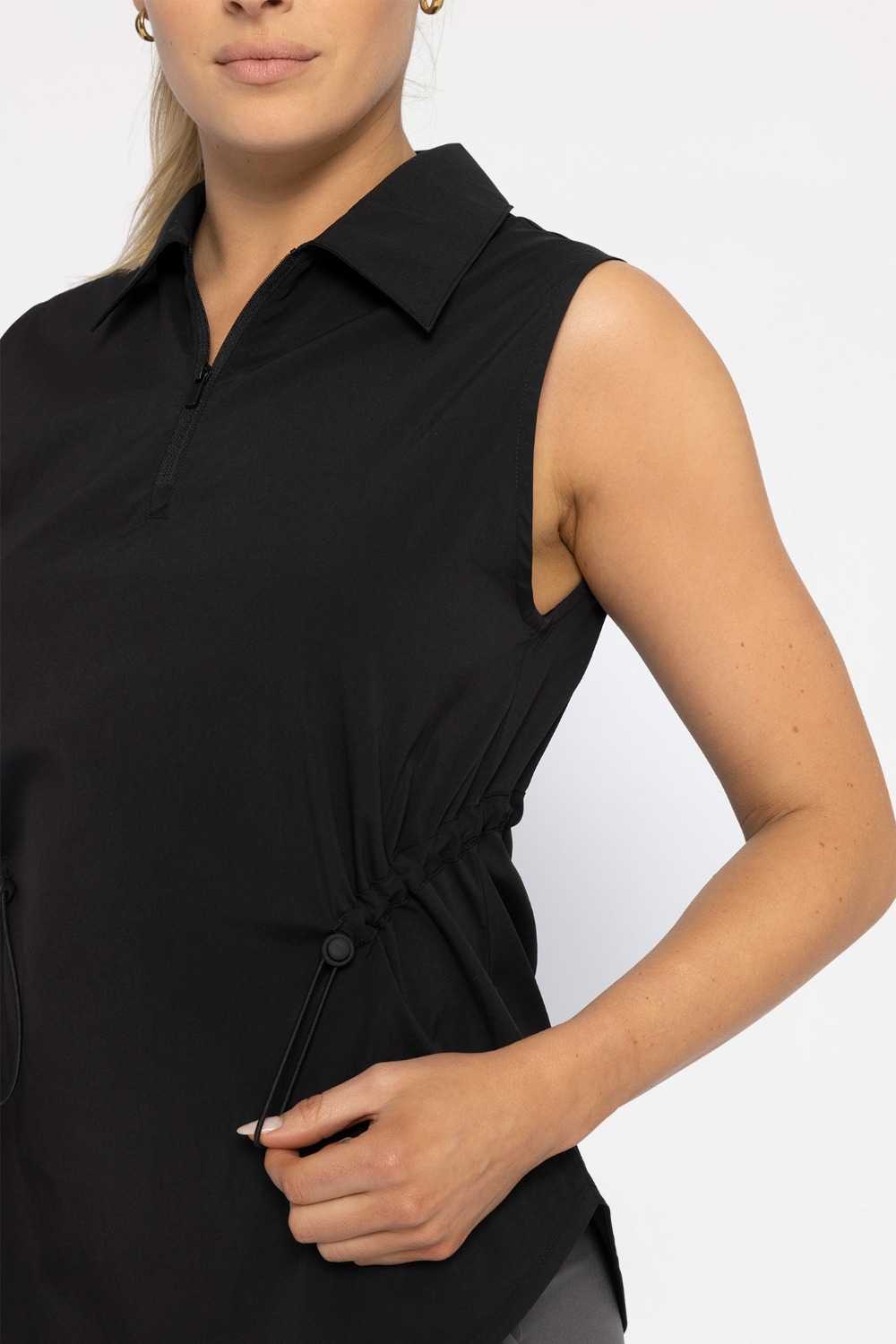 CHIC EASE COLLARED TANK Black