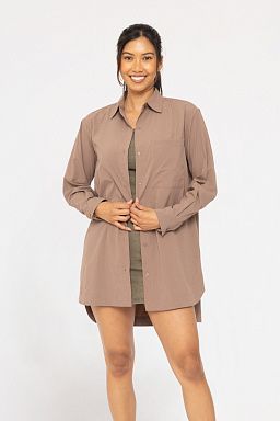 Classic Oversized Button-Up Shirt Deep taupe