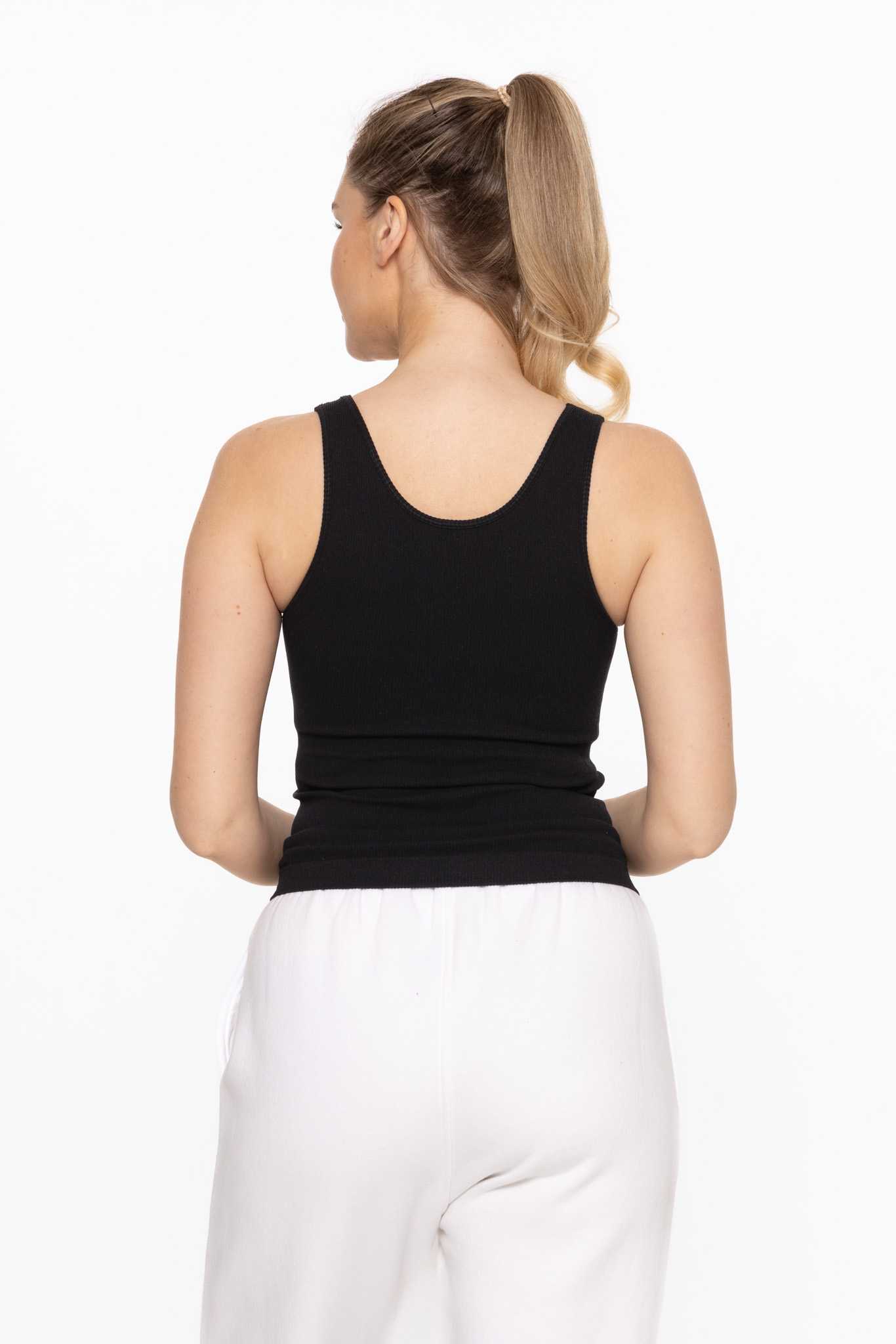 Classic Seamless Ribbed Tank Top Black