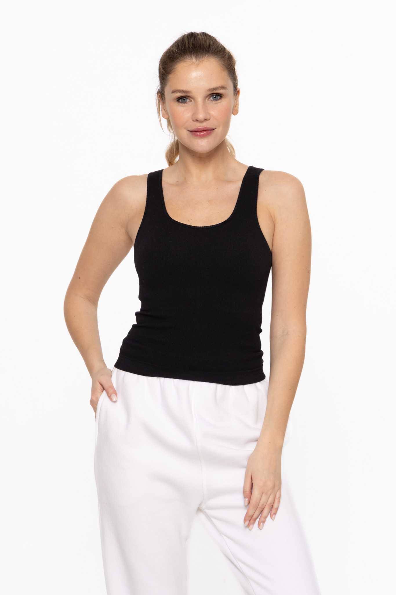 Classic Seamless Ribbed Tank Top Black
