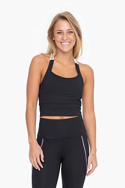 Color Block Cross-Back Sports Bra Black