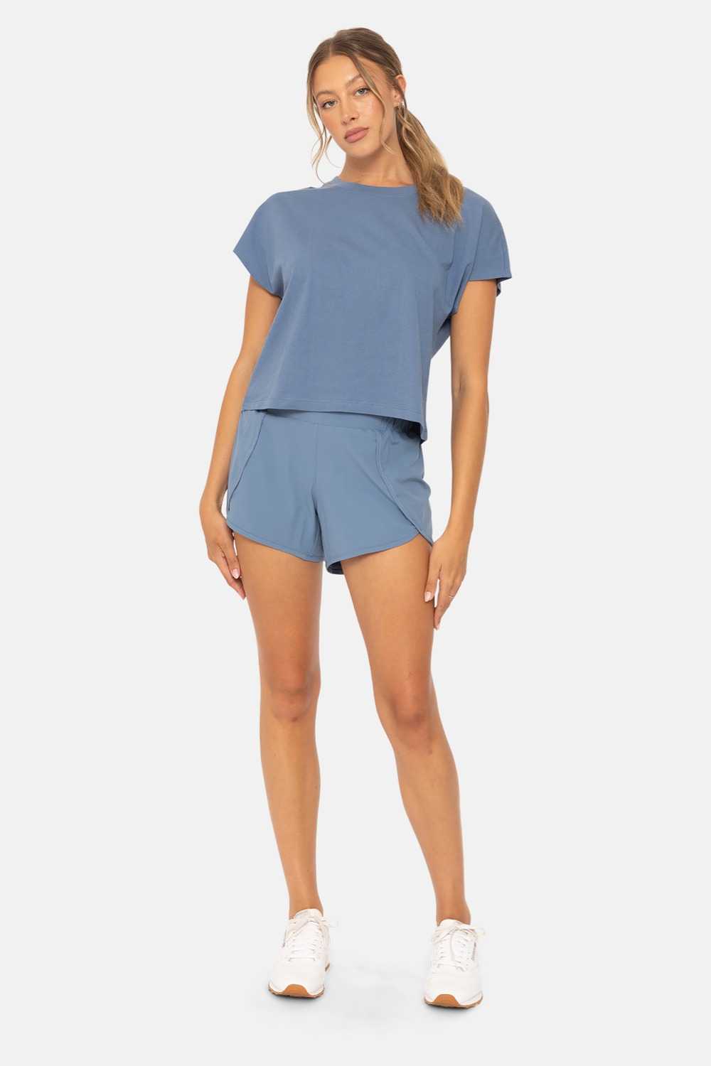 Core Cotton Boxy Tee Washed denim