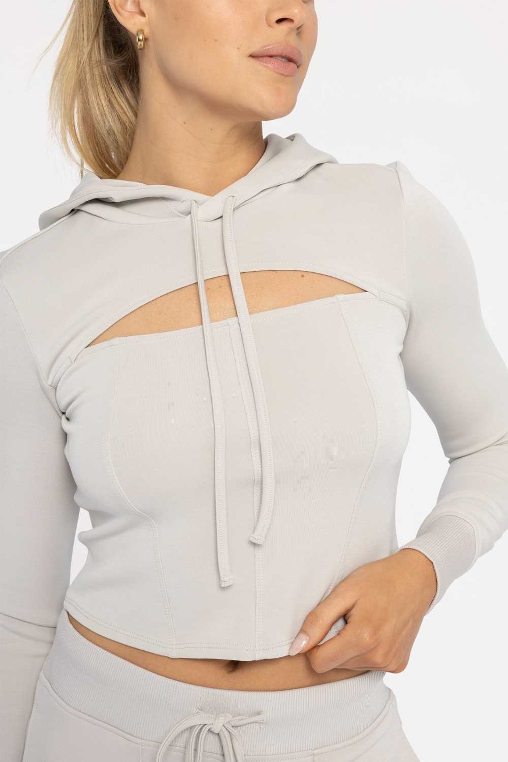Corsetedge Statement Hoodie Pale grey