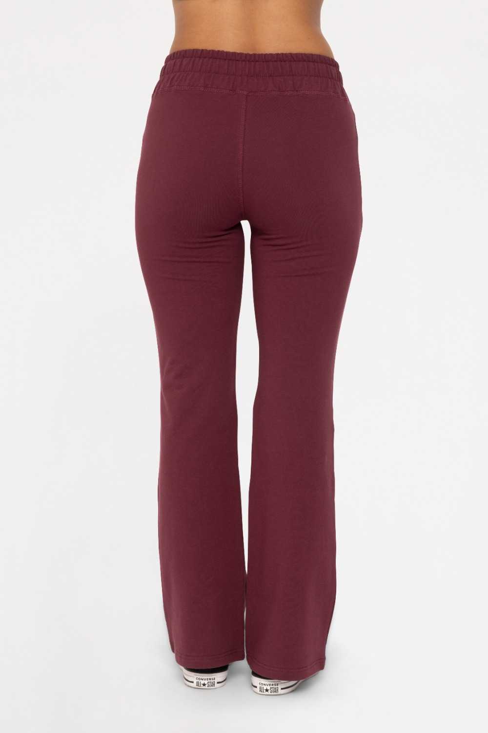 Cotton Blend Foldover Flared Leggings Plum 24