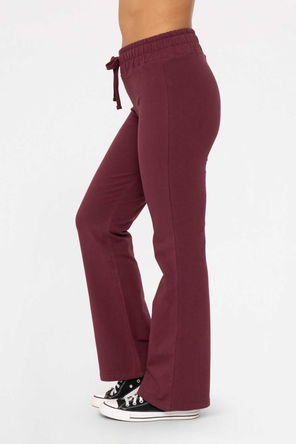 Cotton Blend Foldover Flared Leggings Plum 24