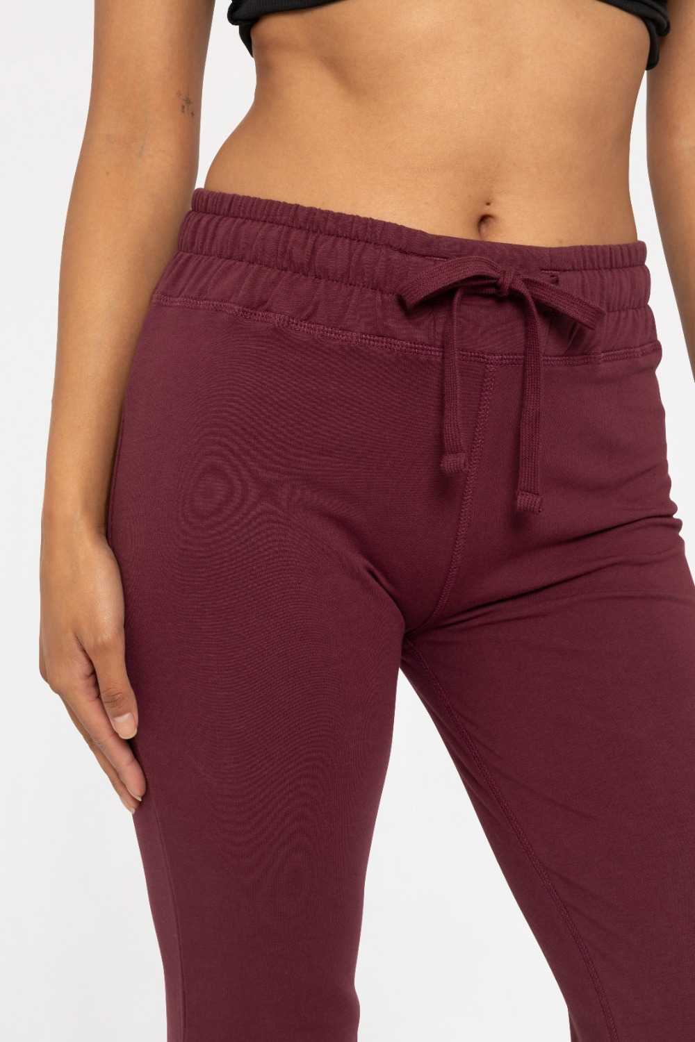 Cotton Blend Foldover Flared Leggings Plum 24