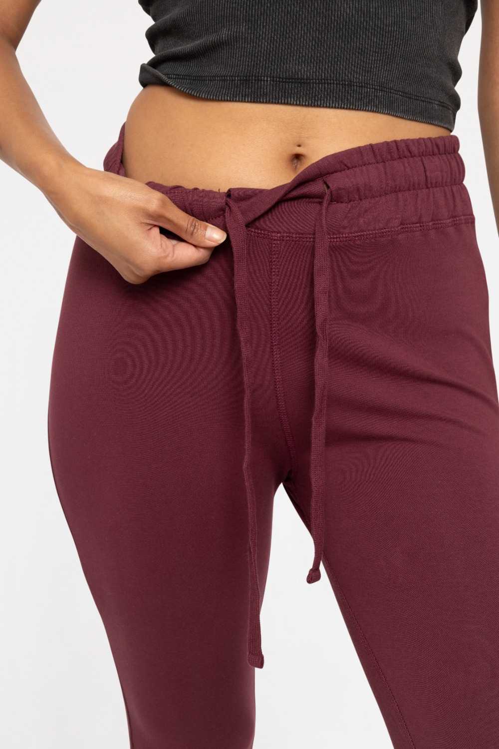 Cotton Blend Foldover Flared Leggings Plum 24