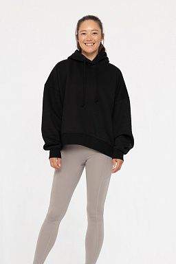 Cotton Blend Oversized Hoodie Black