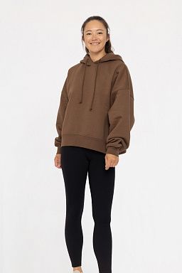 Cotton Blend Oversized Hoodie Dark earth